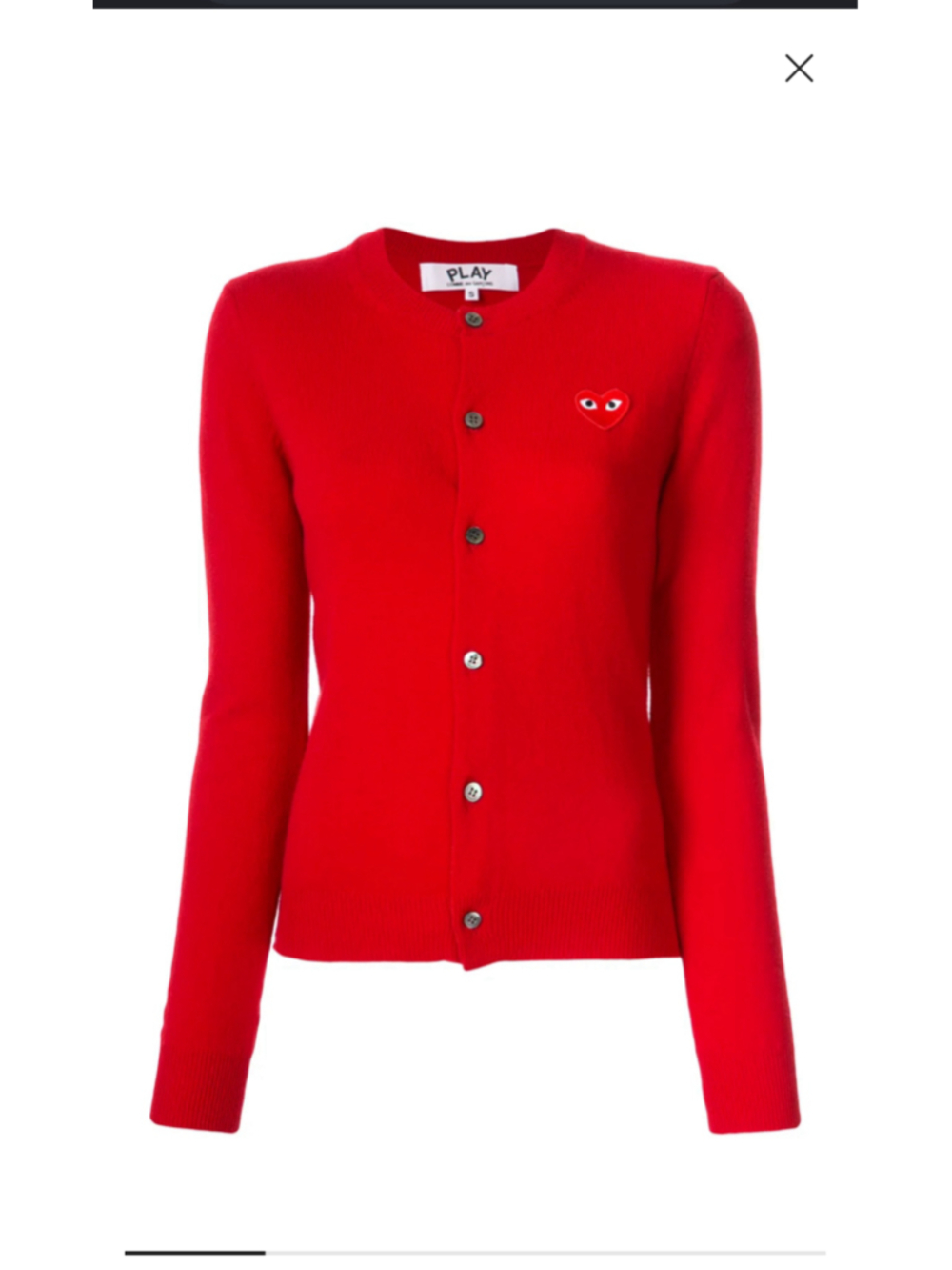 Women's Wool Comme des Garçons PLAY Cardigan Size S Lipstick Red